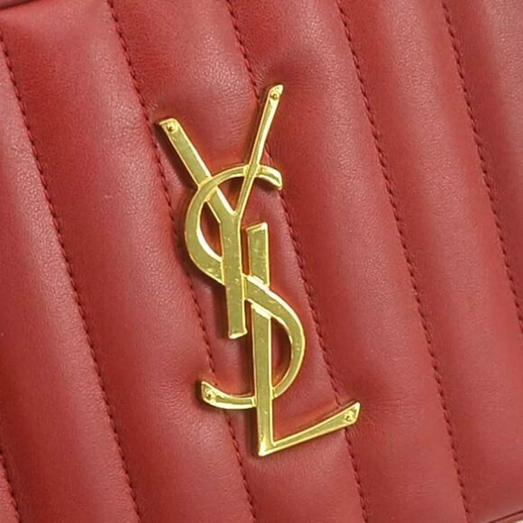 Auth SAINT LAURENT Waist Bag Belt Bag Red Leather/Goldtone - Picture 4 of 14